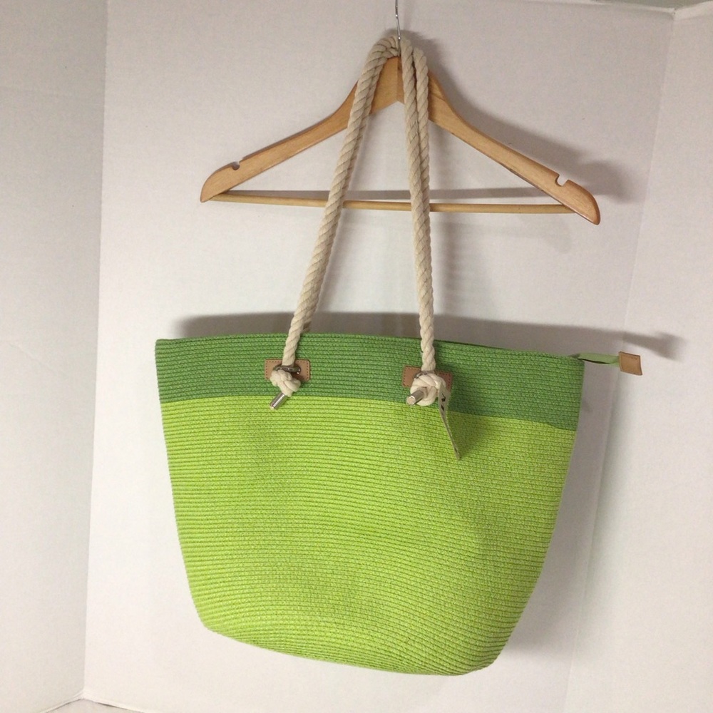 Lime color straw bag